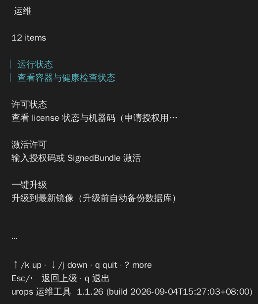 运行状态、升级与备份入口